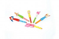 Lot de 6 Stylos à Bille "Têtes de Bois"