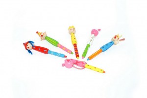 Lot de 6 Stylos à Bille "Têtes de Bois"