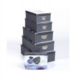 Boîtes de rangement zen noires - lot de 5 - accessoire de rangement