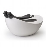 Saladier avec ses couverts noirs - qualy - décoration de tabe