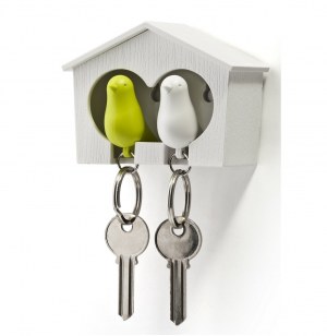 Oiseaux portes clés vert et blanc - qualy - décoration murale