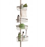 Etagère d'angle de douche téléscopique inox - 4 niveaux avec croche