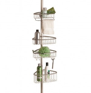 Etagère d'angle de douche téléscopique inox - 4 niveaux avec croche