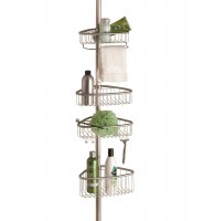 Etagère d'angle de douche téléscopique inox - 4 niveaux avec croche