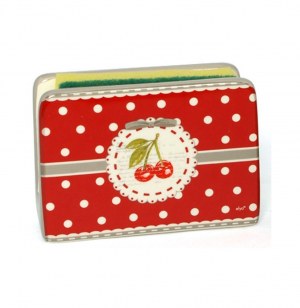 Porte éponge cerise griotte - support éponge à pois - assorti de co