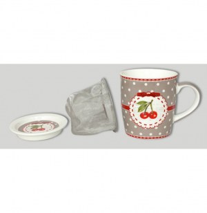 Mug + infuseur à thé + repose sachet - ensemble à thé taupe