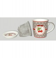 Mug + infuseur à thé + repose sachet - ensemble à thé taupe