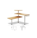 Etagère d'angle en bambou avec crochets - petit meuble de rangement