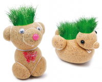 Lot de 2 Têtes d'Herbe "Ours et Oiseau"