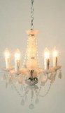 LUSTRE 5-BRANCHES BAROQUE EN VERRE BLANC