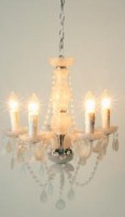 LUSTRE 5-BRANCHES BAROQUE EN VERRE BLANC