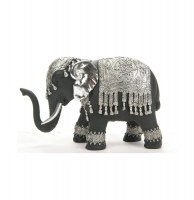 Statuette eléphant - noir et argent - objet de décoration d'intérie
