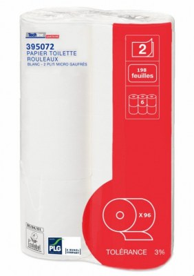 Papier toilette Rouleaux 198 feuilles, blanc, 2 plis