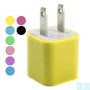 110-240v Chargeur USB AC pour iphone 5 & iPhone 4/4S- Rose, jaune, bleu