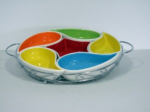 6 coupelles "feuilles" apéritif sur support inox