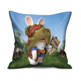 Coussin 35 cm - lapin crétin - assorti de couleurs - produit officiel