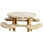 Table pique nique ronde bois Gascogne