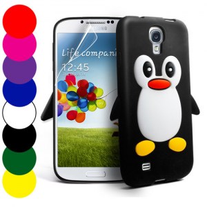 Lot Coques Silicone Pingouin Samsung S4