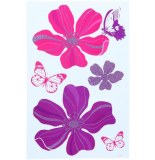 Sticker mural à paillettes - fleurs et papillons - décoration murale