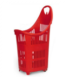 Paniers plastiques 2 roues 70L Rouge