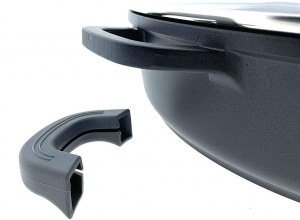 SAUTOIR Faitout - Couvercle verre & poignet silicone, Marbre, Induction, marmite