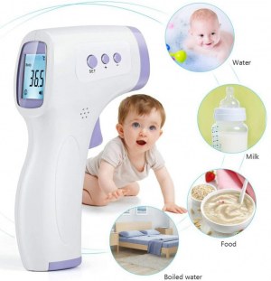 Thermomètre Frontal sans Contact, Thermomètre Numérique Infrarouge LCD Rétro-éclairage...