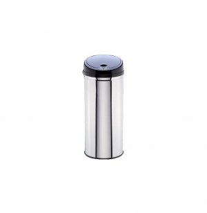 Poubelle de cuisine ronde automatique - inox et couvercle noir - 42 l