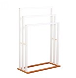 Porte serviettes en bambou et inox - 3 barres - rangement salle de bai