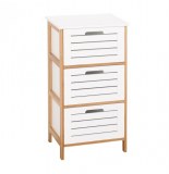 Commode de salle de bain 3 tiroirs - blanc - meuble de rangement