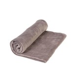 Plaid polaire microfibre - taupe - 180 x 230 cm - jeté de lit extra d