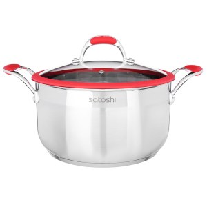 Casserole Ø24cm, 5.6L, couvercle, poignée en silicone, acier inoxydable SATOSHI