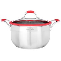 Casserole Ø24cm, 5.6L, couvercle, poignée en silicone, acier inoxydable SATOSHI