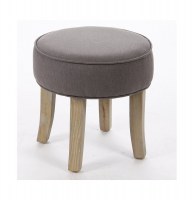 Pouf matelassé - lin et coton - gris - tabouret
