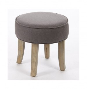 Pouf matelassé - lin et coton - gris - tabouret