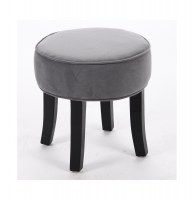 Pouf matelassé - velours - gris - tabouret