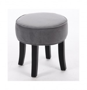 Pouf matelassé - velours - gris - tabouret