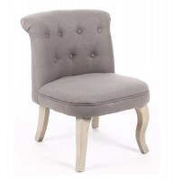 Fauteuil crapaud - lin et coton - gris - pouf matelassé solide