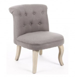 Fauteuil crapaud - lin et coton - gris - pouf matelassé solide