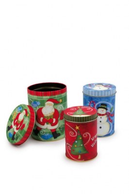 Lot de 3 Boîtes en Métal "Motifs de Noël"