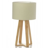 Lampe à poser - pied en bois - rose - luminaire de table