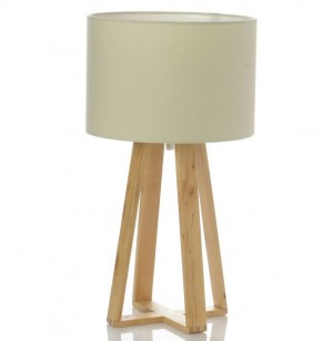 Lampe à poser - pied en bois - rose - luminaire de table