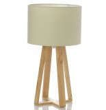 Lampe à poser - pied en bois - rose - luminaire de table