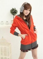 Sweat zippé manches longues à capuche Orange