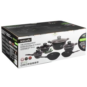 BATTERIE DE CUISINE 10PCS, REVÊTEMENT EN MARBRE COMPLET, POIGNÉE SOFT TOUCH , ALUM...