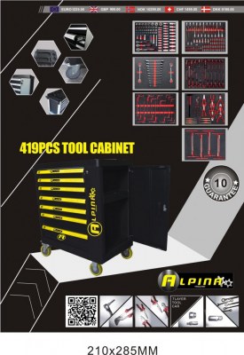 Servante D'atelier 7/7 PRO ALPINA + 419 Outils CHROME Vanadium