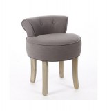 Tabouret avec mini dossier - lin et coton - gris - pouf matelassé sol