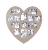 Pêle-mêle 13 photos - cadre multi photos en forme de coeur - taupe