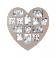 Pêle-mêle 13 photos - cadre multi photos en forme de coeur - taupe