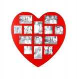 Pêle-mêle 13 photos - cadre multi photos en forme de coeur - rouge