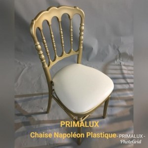 Chaise Napoléon III Plastique monobloc Blanche et Doré